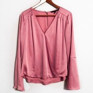 WHBM Pink Blouse w/ Bell Sleeves